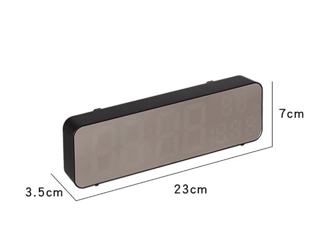 Elektronické hodiny digitálne led budík teplomer zrkadlo stojace usb batérie