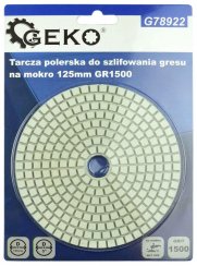 Disc de șlefuit diamantat 125 mm, granulație 1500 Velcro, șlefuire umedă, GEKO