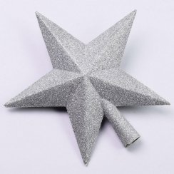 Ozdoba špic hvězda 25 cm na vánoční stromek stříbrná