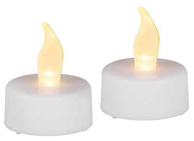 Svíčky MagicHome Vánoce, LED čajové, sada 2 ks, bílé, na hrob, pohyblivý plamen