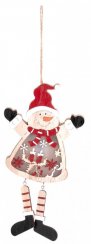 Dekorace MagicHome Vánoce, Sněhulák, LED, závěsná, MDF, 12,5x2x23,5 cm