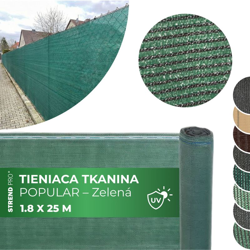 Tkanina tieniaca POPULAR.NET 1,8x25 m, HDPE, UV, 150 g/m2, 90% zelená (akce)