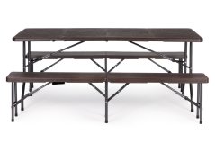 Set masă catering 180 cm + 2 bănci banchet maro ModernHome