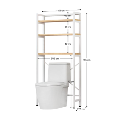Regál nad WC, dub natural/biela, BALRAM