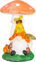 MagicHome Naturdekoration, Zwerg unter dem Pilz, Polyresin, 11x12x16,5 cm