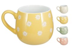 Cană din gresie 450 ml decor flori mix