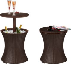 Bar Keter® COOL BAR RATTAN, smeđa, multifunkcionalna, vrtni stol, okrugli, 490x490x570/820 mm