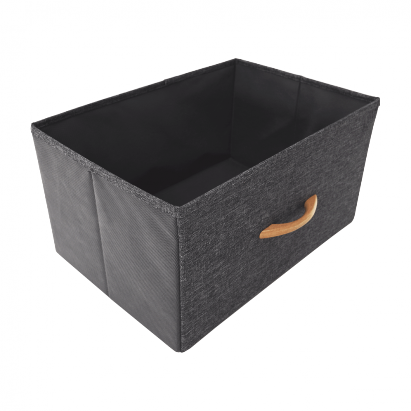 Komoda z szufladami materiałowymi, czarny/ciemnoszary, PALMERA TYP 2 (akce)