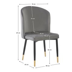 Étkezőszék, szürke Velvet szövet/fekete, UDAJA