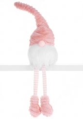 ábra MagicHome Karácsony, Manó hosszú lábbal, szövet, rózsaszín-fehér, 14,50x13,50x42 cm