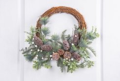MagicHome božični venec, pleten, z naravnimi vejicami, 48x41x11 cm