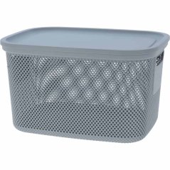 Coș de depozitare cu capac, 18 l, gri