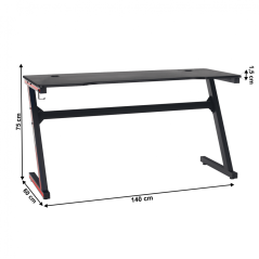 Spieltisch/Computertisch, schwarz/rot, MACKENZIE 140cm