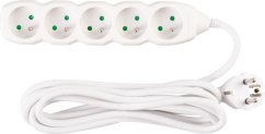 Kabel DG-F805B L-3 m, przedłużacz, biały, 5x gniazdo
