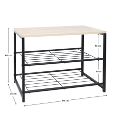 Cipőtartó, 2 soros, fekete/természetes, TADEO (akció)