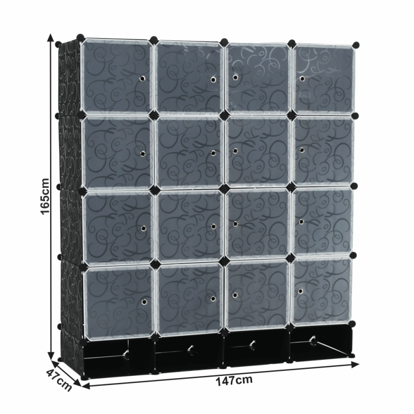 Modularni ormarski organizator, crna/mliječno bijela, RODAN TIP 2