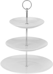 Taca na ciasto porcelanowa 3-poziomowa biała półka KLC