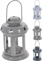 Lampion držač za čajnu svijeću 12x10x15 cm metal sivo/bijela mješavina