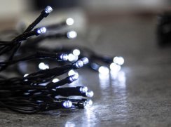 MagicHome Christmas Ceibo lánc, 48 LED hideg fehér, 8 funkciós, időzítő, 3xAA, külső, világítás, L-3,50 m