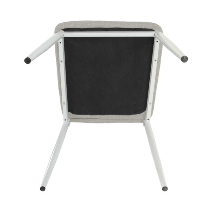 Stuhl, beige Stoff/weißes Metall, COLETA NOVA