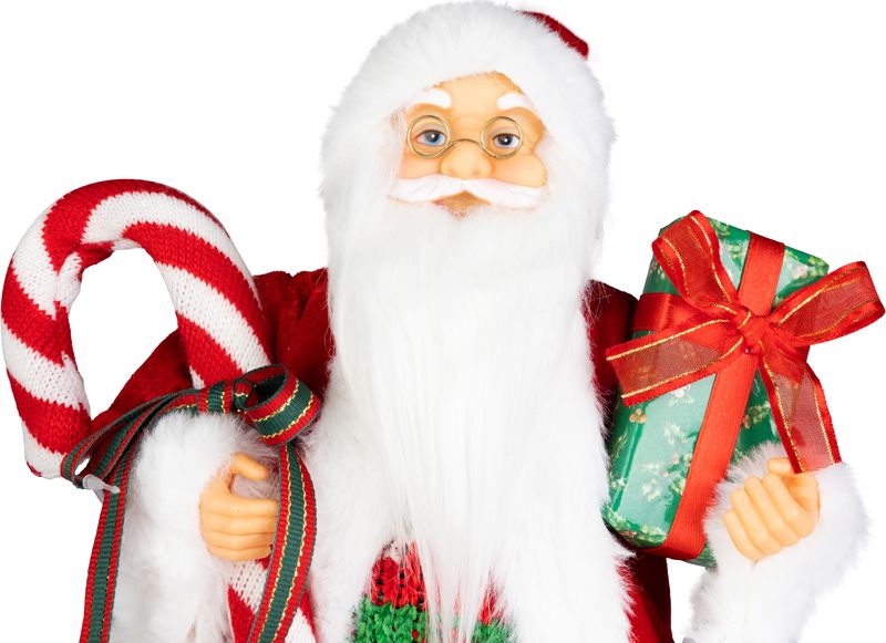 Dekorácia MagicHome Vianoce, Santa, s darčekom, červený, 60 cm (akce)