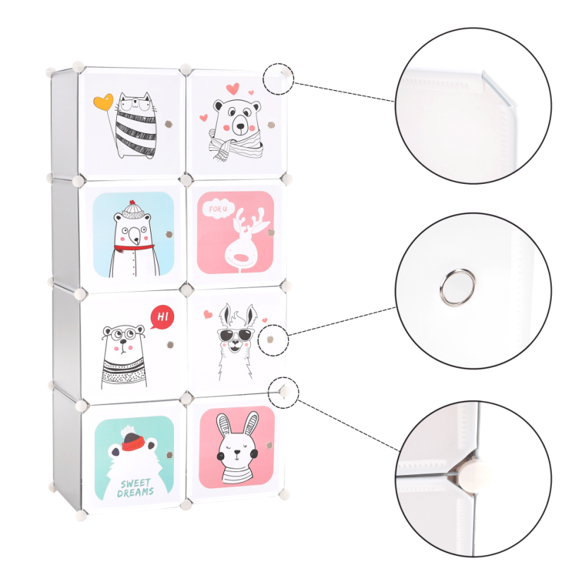Modularer Kleiderschrank für Kinder, Grau/Kindermuster, ATREY