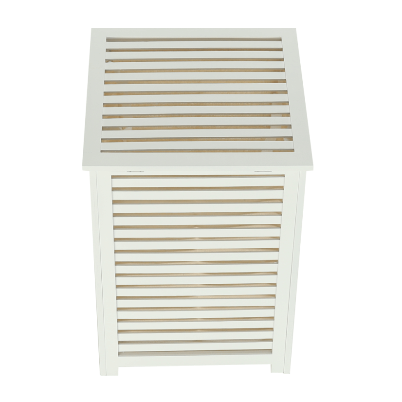Wäschekorb, lackierter Bambus/weiß/beige, BASKET