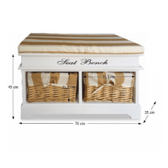 Pad párnával, 2 kosárral, fehér/fa/mintás, ÜLŐPAD 4 (akció)