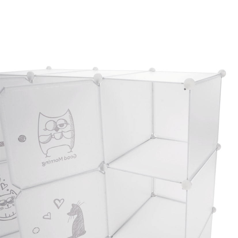 Modularer Kleiderschrank für Kinder, weiß/braunes Kindermuster, KITARO