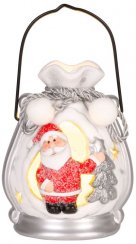 MagicHome Weihnachtsdekoration, Weihnachtsmann im Paket, LED, Terrakotta, 9,8x8,8x12,8 cm