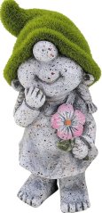 Decorațiune MagicHome, Fată cu pălărie verde, ceramică, 9,5x6,5x17,8 cm
