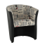 Krzesło klubowe, eko skóra czarna/tkanina wzór gazety, KUBA