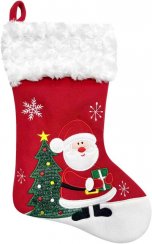 Decor de Craciun MagicHome, Șosetă cu Moș Crăciun, roșu, 41 cm