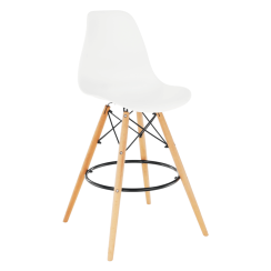 Barová stolička, biela/buk, CARBRY 2 NEW - AKCIA