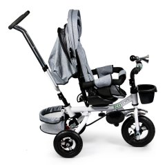 Tricicletă Deluxe rotativă la 360°, cu acoperiș, gri, ECOTOYS