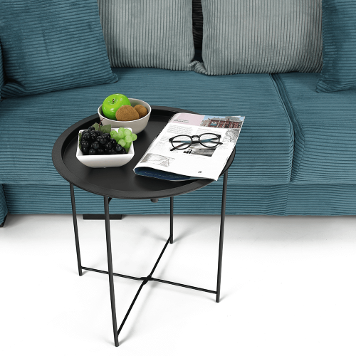 Příruční stolek s odnímatelným tácem, černá, RENDER