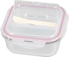 Dóza MagicHome, štvorcová, s vekom, 1200 ml, s príborom, Clip