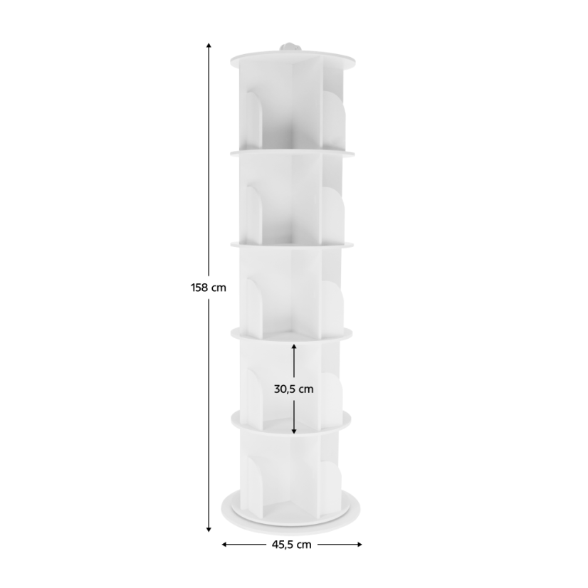 Raft pivotant, 5 poliţe, alb, ERION TIP 2 +cadou