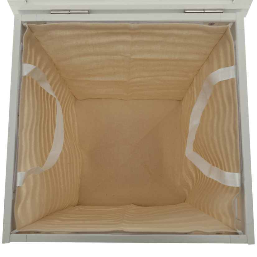 Wäschekorb, lackierter Bambus/weiß/beige, BASKET