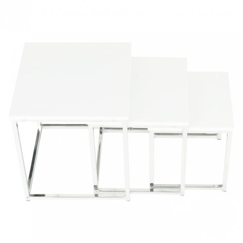 Konferenční stolky, set 3 ks, bílá extra vysoký lesk, ENISOL TYP 3