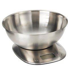 Cântar digital de bucătărie până la 5 kg, cu vas din oțel inoxidabil