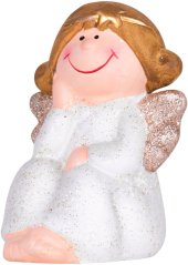 Figurină de Crăciun MagicHome, Înger așezat, polirășină, 6,7x6,2x11 cm
