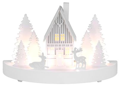 MagicHome karácsonyi dekoráció, Kandalló, 6 LED, MDF, 2xAAA, 25x12x28 cm