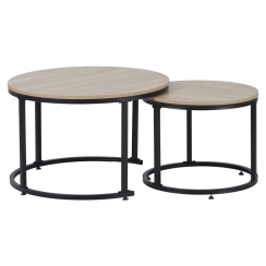 Couchtische, 2er-Set, Sonoma-Eiche/Schwarz, TARNI