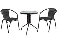 Mobilier de grădină NINA 3 piese metal+rattan+glass KLC