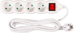 Kabel DG-F804BK L-3m, przedłużacz, biały, 4x gniazdo + wyłącznik