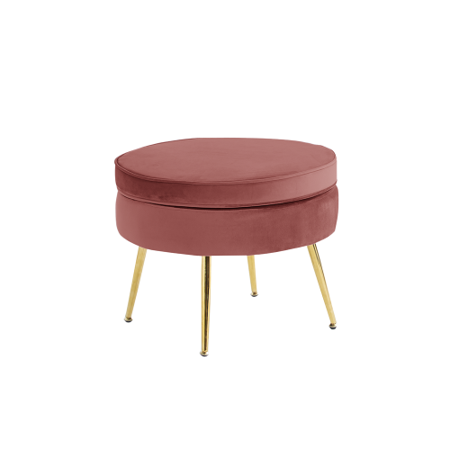 Luksusowy stołek, różowa aksamitna tkanina/złoty chrom, Art-deco, NOBLIN TYP 1