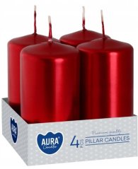 Adventi gyertya, 4 db, fém, bordó, 4x80 g