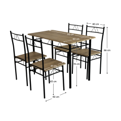 Blagovaonski set 1+4, svijetli hrast/crni, PAON