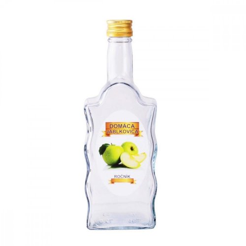 Szklana butelka na alkohol 500ml JABLKOVICA kwadratowa, zakrętka Kláštorná KLC